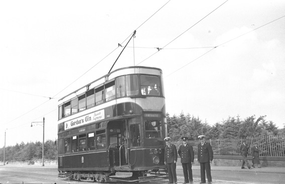 Edinburgh Corporation Tramways Tram No 180 at Fairmilehead 1955