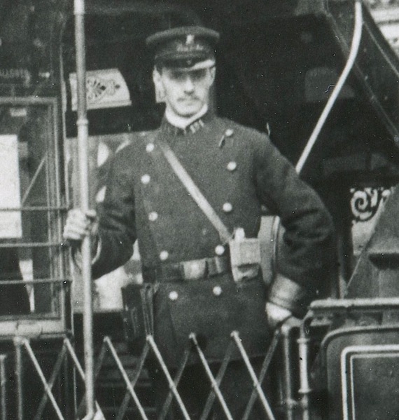Cardiff Corporation Tramways tram conductor circa 1902