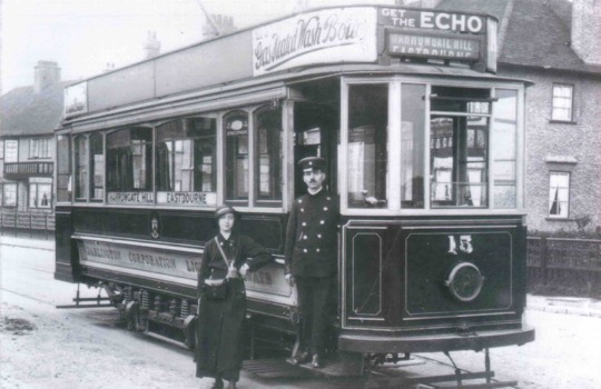 Darlington Corporation Light Railways Tram No 15 and crew