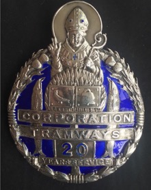 Glasgow Corporation Tramways 20 years long service badge