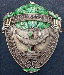 Glasgow Corporation Tramways 30-years long service badge