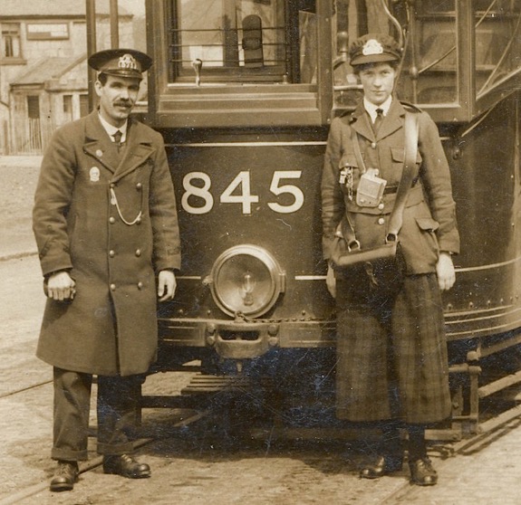 Glasgow Corporation Tramways Great War tram driver and conductress