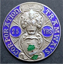 Glasgow Corporation Tramways 25 years long service badge