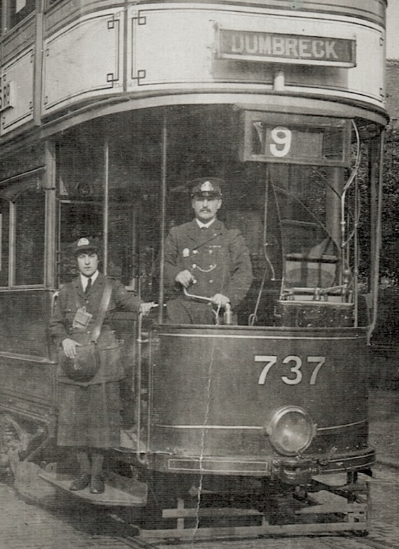 Glasgow Corporation Tramways Tram No 737 with Great War conductress