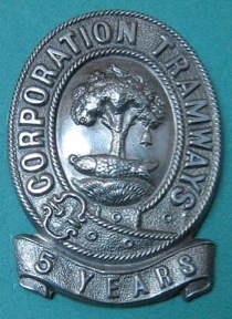 Glasgow Corporation Tramways 5 years Long Service badge