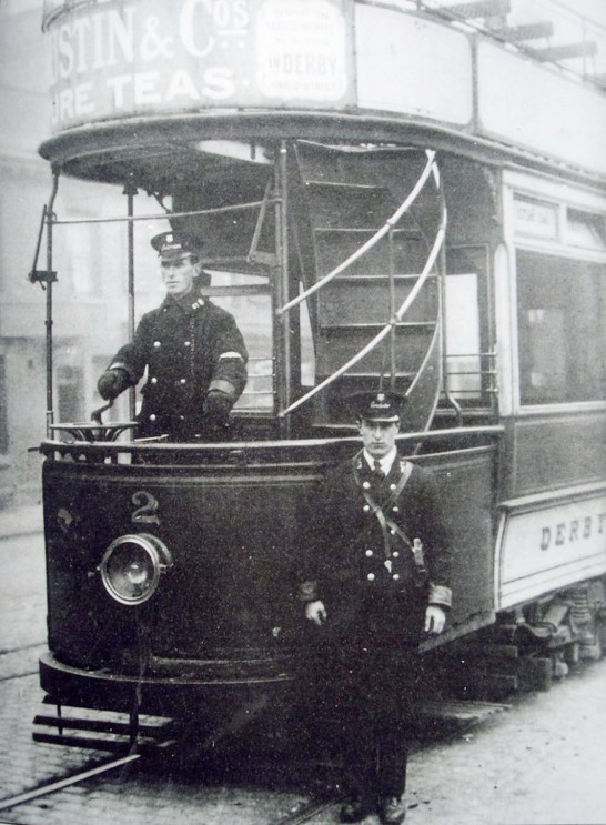 Derby Corporation Tramways Tramcar No 2 and crew