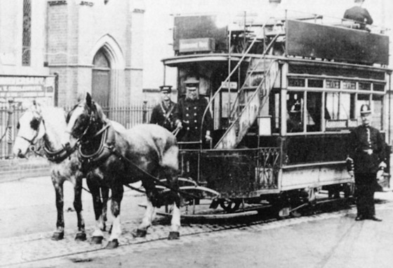 Dery Corporation Tramways horse tram in Surrey St