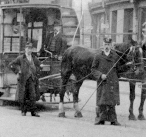 Derby Corporation Trmaways horse tram conductor and driver