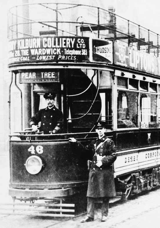 Derby Corporation Tramways Tram No 46 and crew