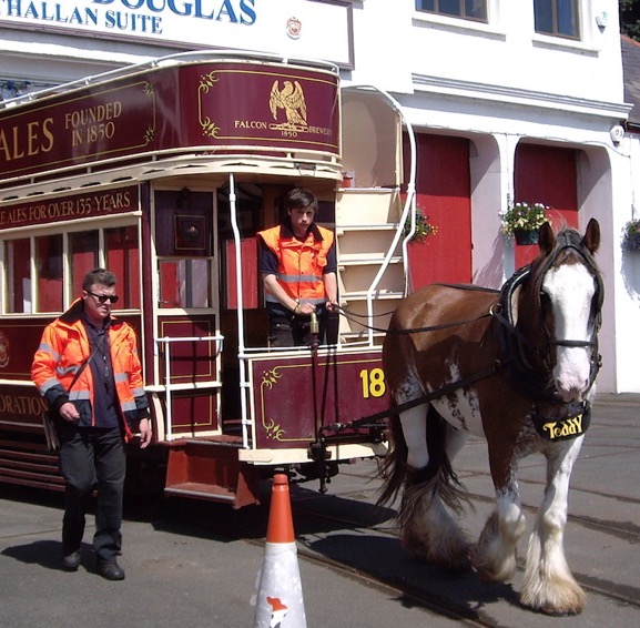 Douglas Bay Tramway Tramcar No 18 and crew 2012