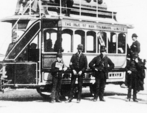 Douglas Horse Tramways Tramcar No 4 and staff 1882