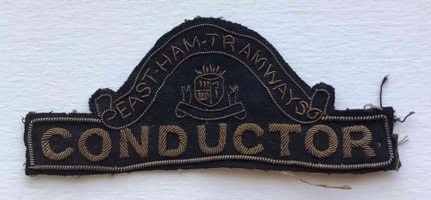 East Ham Tramways cloth conductor cap badge
