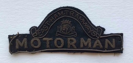 East Ham Tramways cloth motorman cap badge