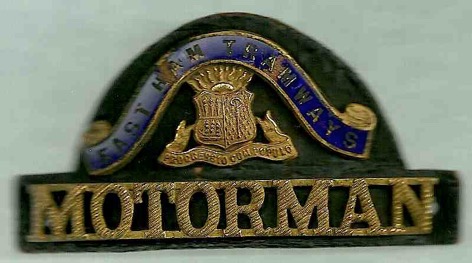 East Ham Tramways motorman cap badge