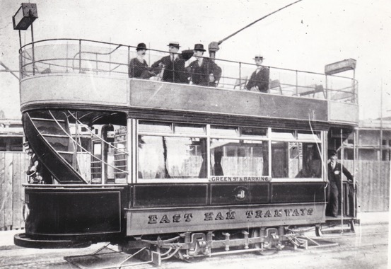 East Hame Tramways Tram No11 in Boleyn Green St in 1901