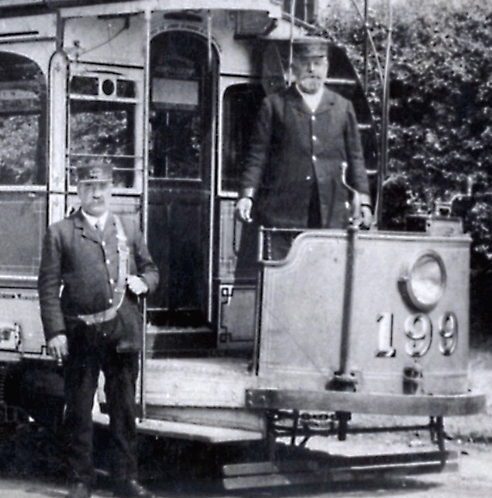 Dublin United Tramways Tram No 199 conductor and driver Whitehall