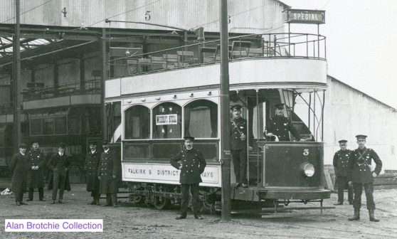 Falkirk and District Tramways Tram No 3 and crew Carmuirs depot