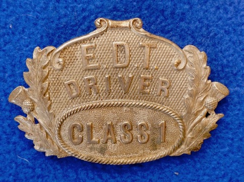Edinburgh and District Tramways early period driver Class 1 cap badge