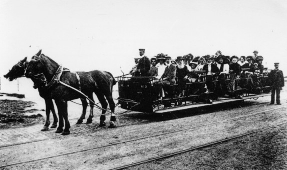 Folkestone, Sandgate and Hythe horse tram and crew