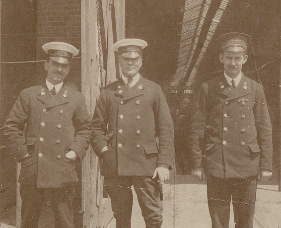 Dover Corporation Tramways motormen at Buckland Depot, A Dyer and H Hambrook
