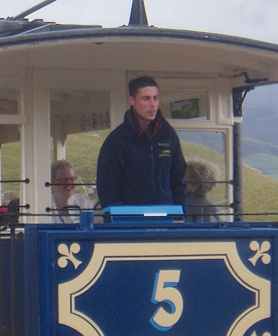 Great Orme Tramway No 5 and driver