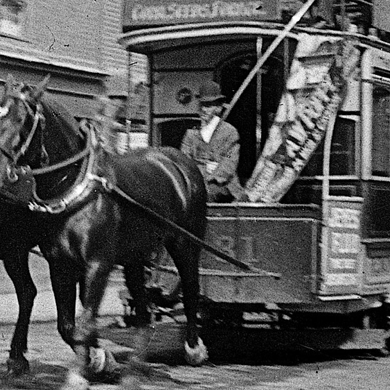 Croydon Tramways Company Horse tram No 31 and driver