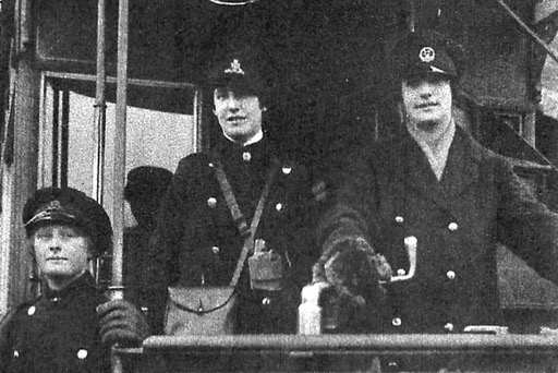 Gosport and Fareham Tramways Great War tram conductress and tram driver