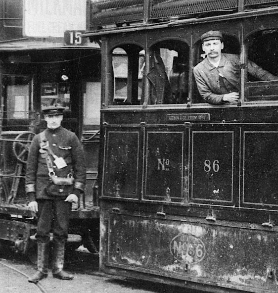 City of Birmingham Tramways Company Steam Tram No 86 and crew