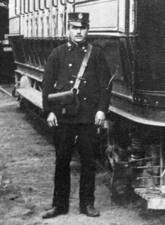 Kinver Light Railway tram conductor