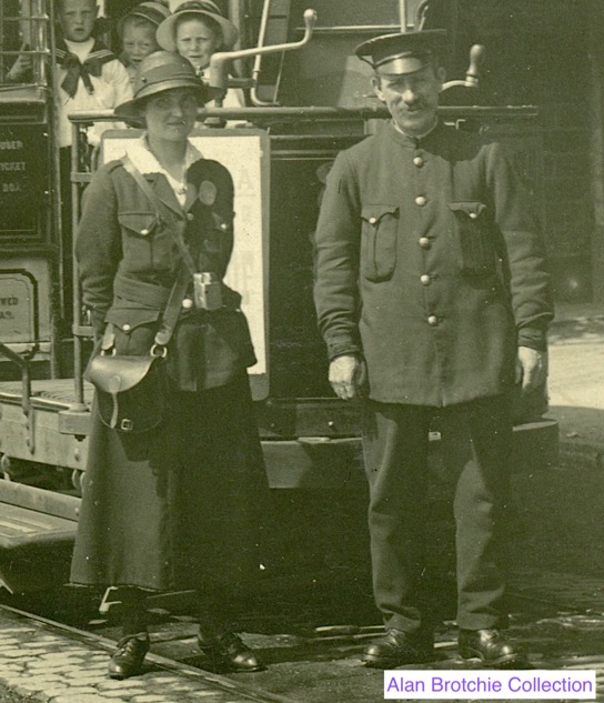 Dundee City Tramways conductress and motorman Ninewell 1918