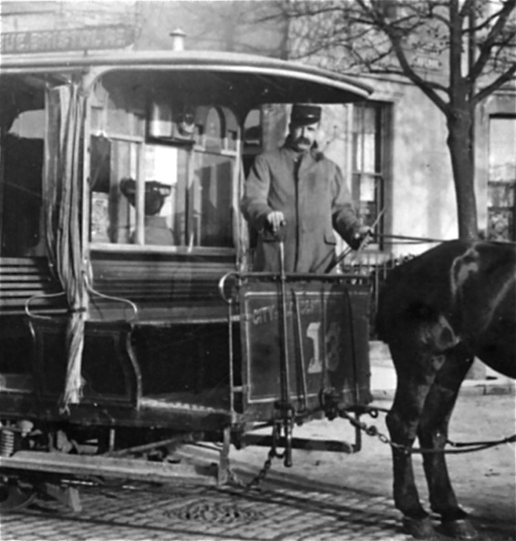 City of Gloucester Tramways horse tram No 13 and driver
