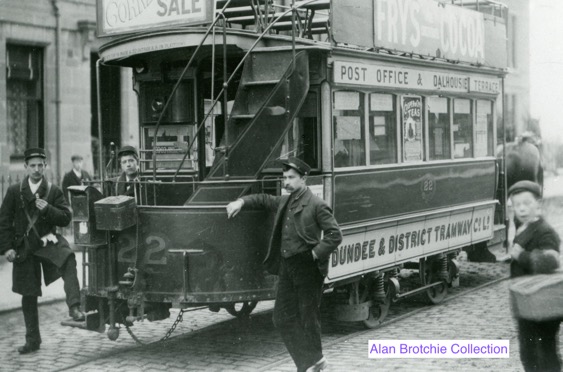 Dundee and District Tramway Horse Tram No 22 and crew c1897