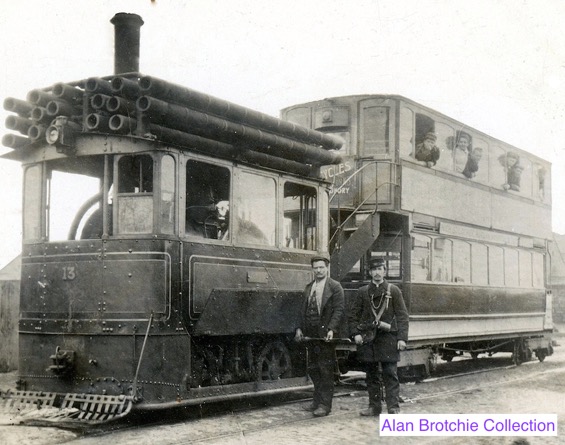 Dundee and District Tramway Steam Tram No 13 and crew c1897