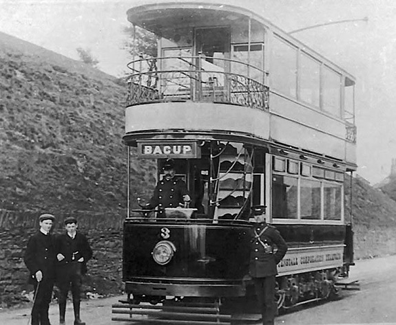 Rawtenstall Corporation Tramways Tram No 3 and crew 1909