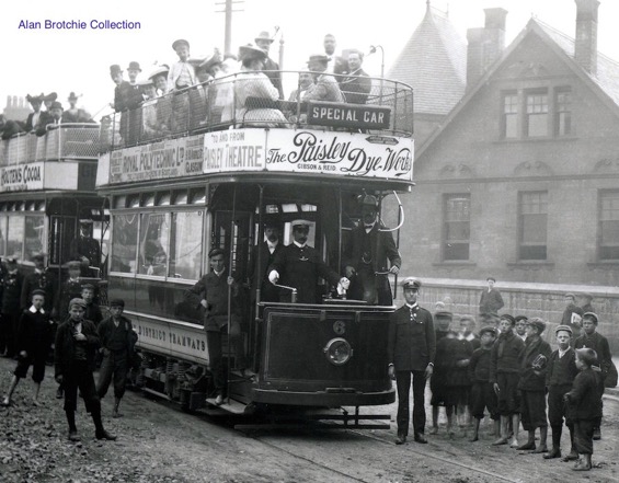 Paisley Distirct Tramways Tram No 6 at Barrhead 9th July 1906