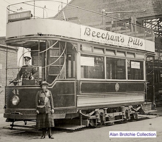 Paisley District Tramways Tram No 441 driver and conductress Great War