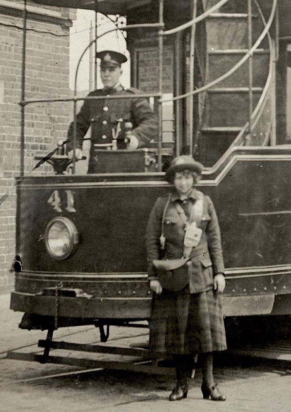 Paisley District Tramways Great War motorman Jim Grant and conductress