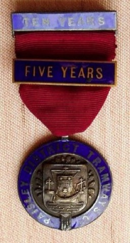 Paisley District Tramways long service medal