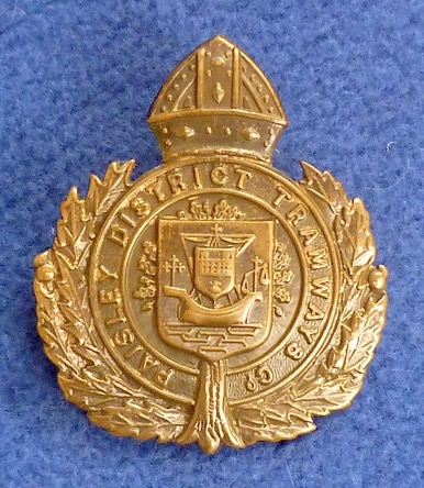 Paisley District Tramways cap badge