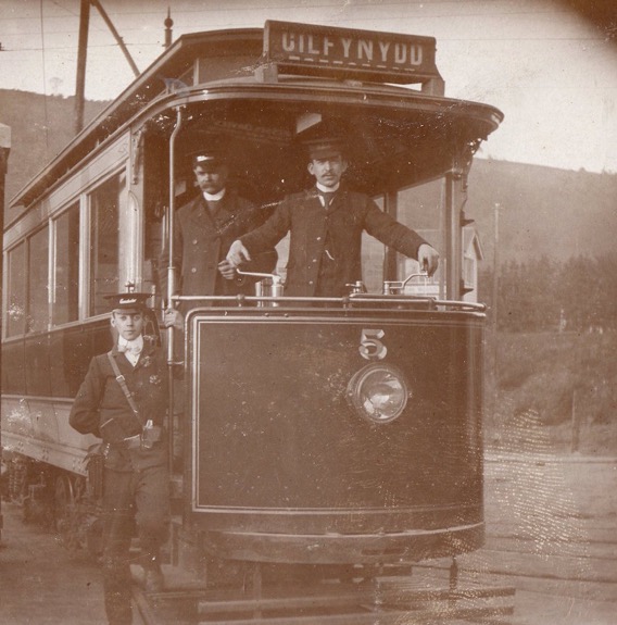 Pontypridd-Urban District Council Tram No 5 and crew