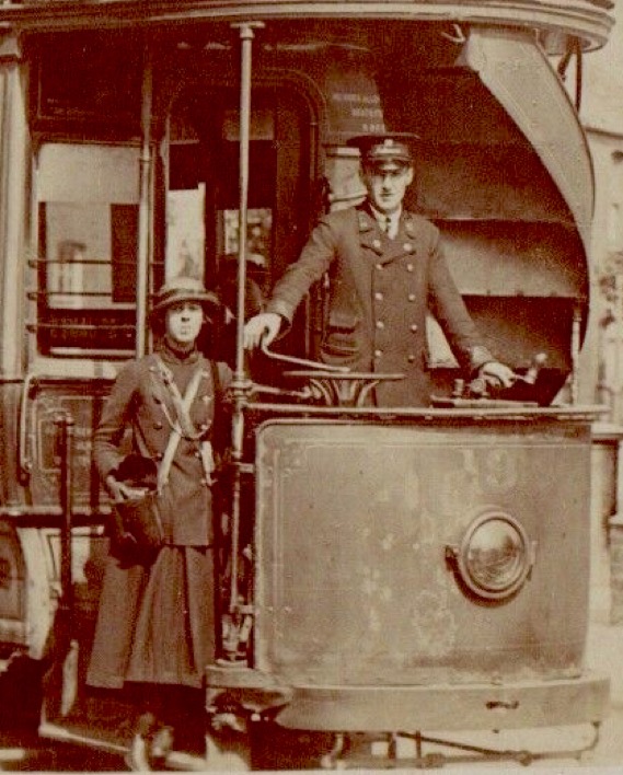 Northampton Corporation Tramways Tramcar No 19 and Great War conductress