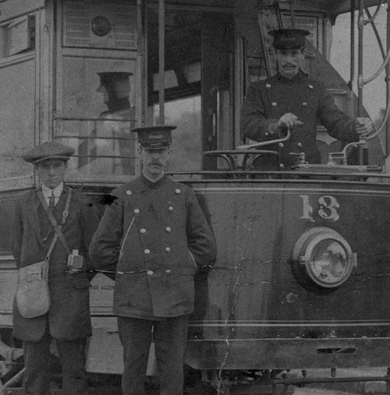 Nottinghamshire and Derbyshire Tramways Tram conductor and motorman No 13 at Loscoe in 1913