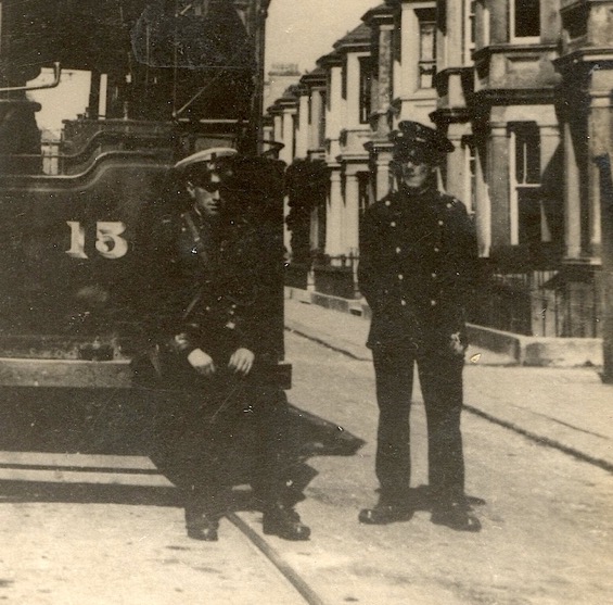 Plymouth Corporation Tramways Tramcar No 15 and  crew