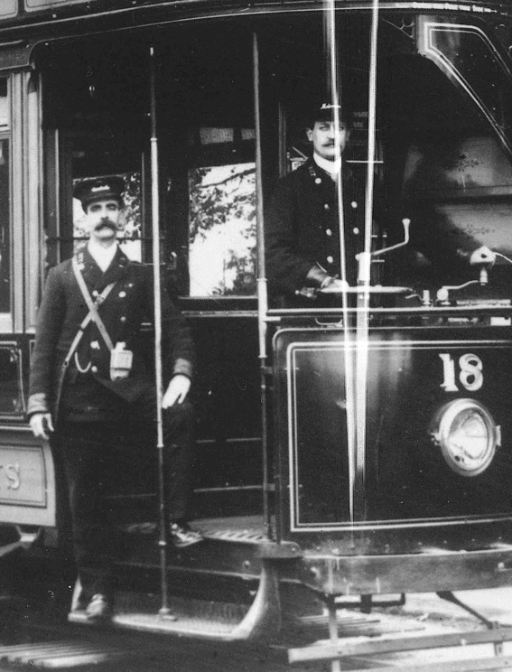 Rotherham Corporation Tramways Tramcar NO 18 conductor and motorman driver
