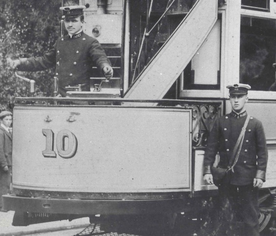 Poole and District Electric Tramways motorman and conductor