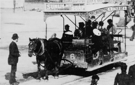 Rothesay Tramways Company horse tram and crew