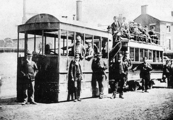 North Staffordhsire Steam Tramways staff with Merryweather Steam Tram.