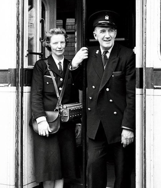 Sheffield Corporation Tramways conductress and driver circa 1959