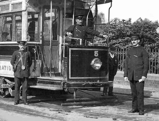 South Shields Corporation Tramways Tram No 5 and crew 
