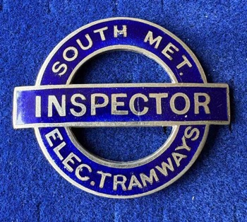 South Metropolitan Electric Tramways Inspector bullseye cap badge